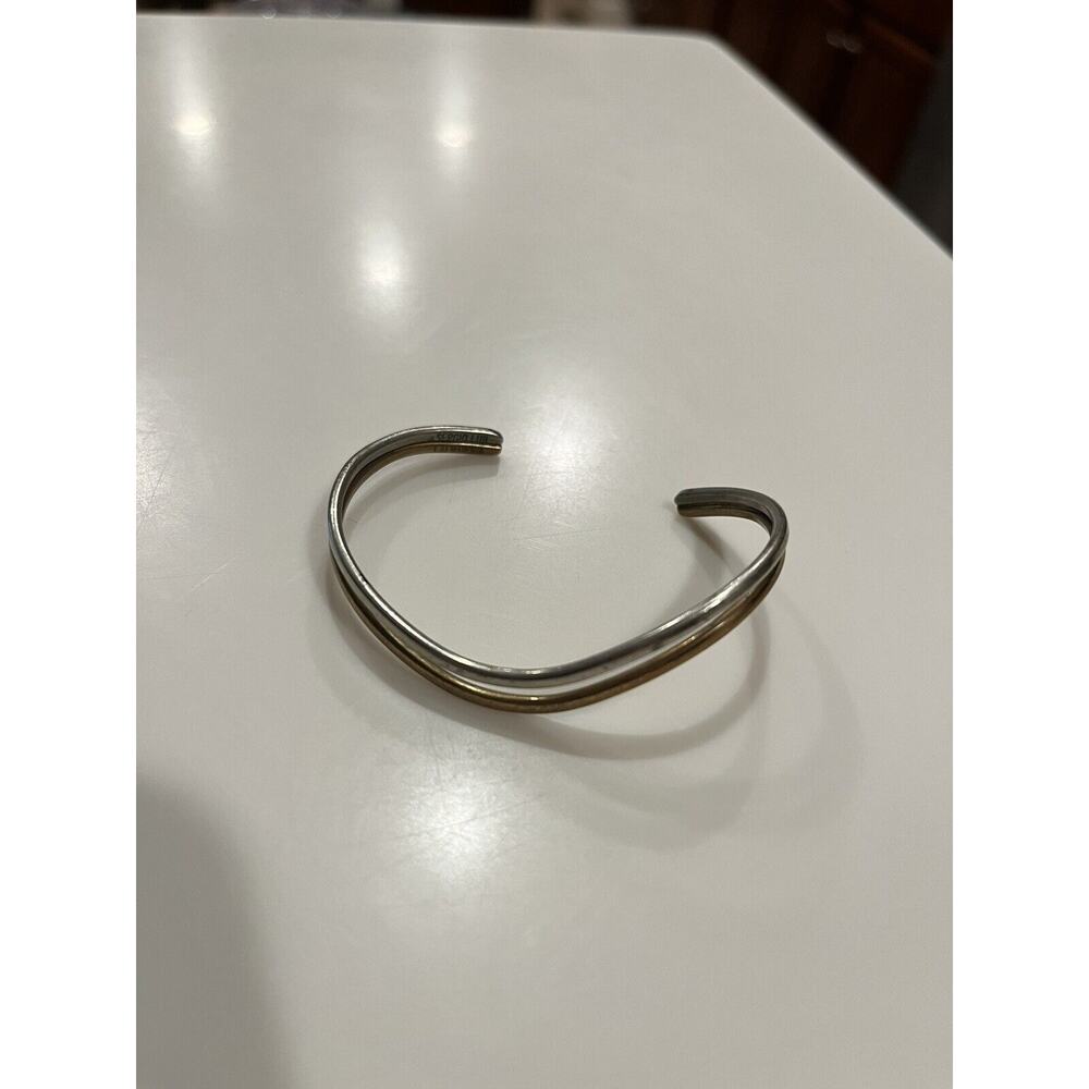 Sergio Lub copper cuff bracelet two tone silver brass small signed